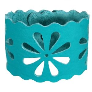 Genuine Leather Cuff Bracelet ~ Turquoise